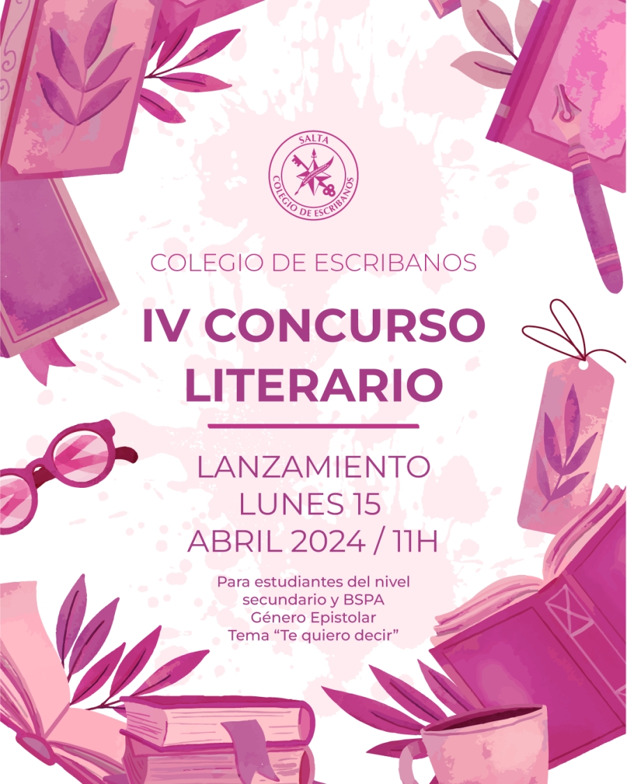 El lunes 15 se lanza el Concurso Literario 2024